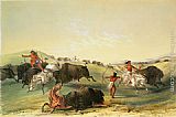 Famous Indian Paintings - Buffalo Hunt,Plate 7 from Catlin's North American Indian Collection